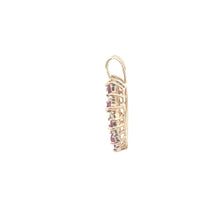 Load image into Gallery viewer, 10K Vintage Rubellite Diamond Heart Love Symbol Pendant Yellow Gold