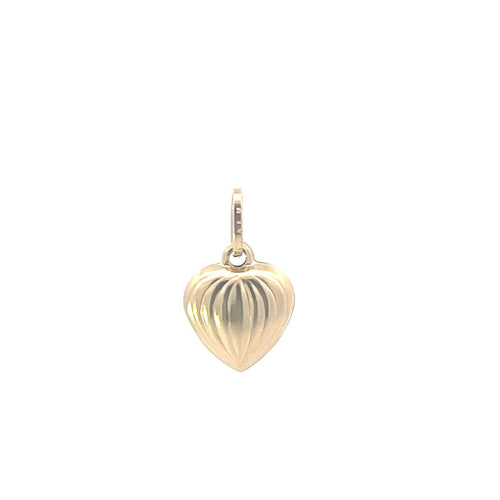 10K Puffy Scalloped Heart Love Symbol Romantic Pendant Yellow Gold