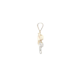 10K Two Tone Jumping Dolphin Vintage Animal Pendant Yellow Gold
