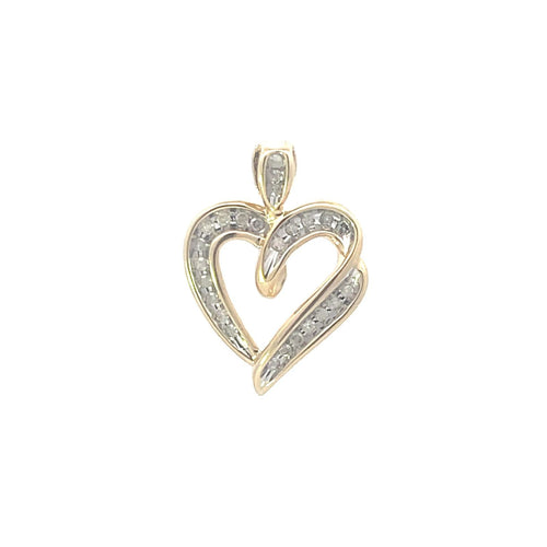 10K Diamond Heart Love Symbol Vintage Romantic Pendant Yellow Gold