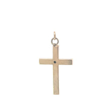 Load image into Gallery viewer, 10K Art Deco Diamond Ornate Cross Christian Pendant Yellow Gold