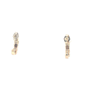 10K Baguette Diamond Vintage Curved Bar Earrings Yellow Gold