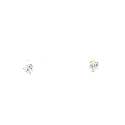 10K Heart Solitaire Vintage Love Symbol Stud Earrings Yellow Gold