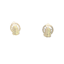 Load image into Gallery viewer, 10K Jesus Christ Halo Christian Faith Stud Messiah Earrings Yellow Gold