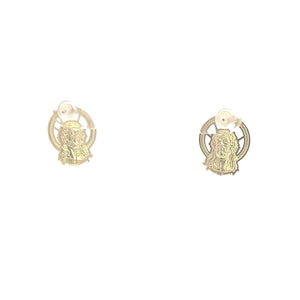 10K Jesus Christ Halo Christian Faith Stud Messiah Earrings Yellow Gold