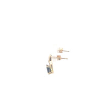 Load image into Gallery viewer, 10K Oval Syn. Sapphire Diamond Accent Stud Earrings Yellow Gold