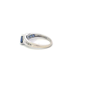 10K Trillion Princess Iolite Diamond Accent Ring White Gold