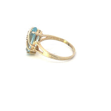 Load image into Gallery viewer, 10K Marquise Blue Topaz Diamond Wrapped Ring Yellow Gold