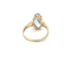 10K Marquise Blue Topaz Diamond Wrapped Ring Yellow Gold