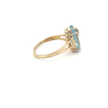 Load image into Gallery viewer, 10K Marquise Blue Topaz Diamond Wrapped Ring Yellow Gold