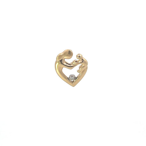 10K Diamond Mother & Child Mother's Day Love Pendant Yellow Gold