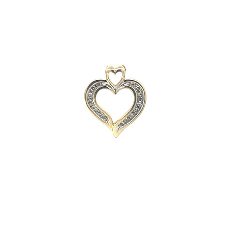10K Diamond Heart Love Symbol Romantic Pendant Yellow Gold