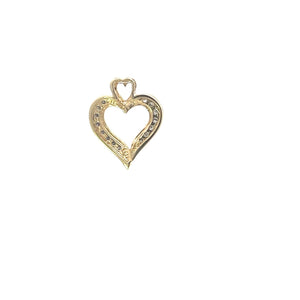 10K Diamond Heart Love Symbol Romantic Pendant Yellow Gold
