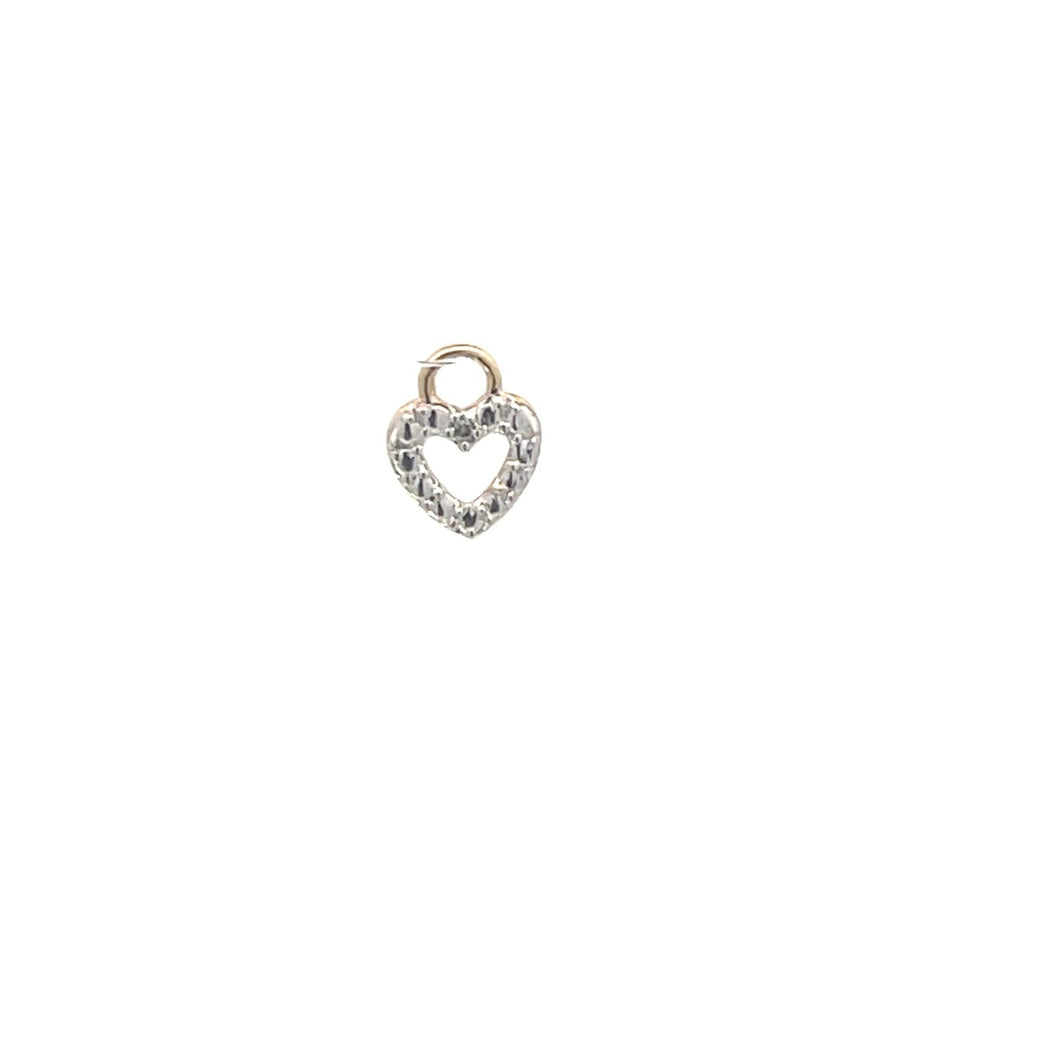 10K Diamond Inset Heart Love Symbol Romantic Charm/Pendant Yellow Gold