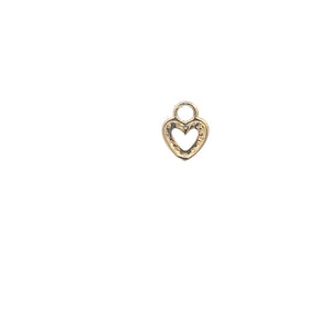 10K Diamond Inset Heart Love Symbol Romantic Charm/Pendant Yellow Gold