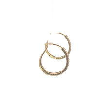 Load image into Gallery viewer, 10K Diamond 19.2mm Vintage Oval Statement Hoop Earrings Yellow Gold