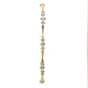10K Diamond Vintage Curved Bar Tennis Bracelet 7.25" Yellow Gold