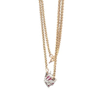 Load image into Gallery viewer, 10K Three Stone Syn. Ruby Diamond Chain Necklace 16.75&quot; Yellow Gold