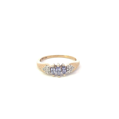 10K Marquise Tanzanite Diamond Statement Ring Yellow Gold