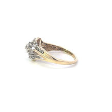 Load image into Gallery viewer, 10K Diamond Cluster Vintage Bypass Statement Ring Yellow Gold