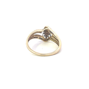 10K Diamond Cluster Vintage Bypass Statement Ring Yellow Gold
