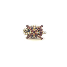 Load image into Gallery viewer, 14K Cane Chi Fraternity Garnet Seed Pearl Lapel Pin/Brooch Yellow Gold