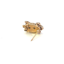 Load image into Gallery viewer, 14K Cane Chi Fraternity Garnet Seed Pearl Lapel Pin/Brooch Yellow Gold