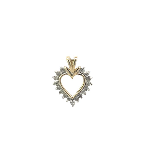 10K Diamond Heart Love Symbol Classic Love Pendant Yellow Gold