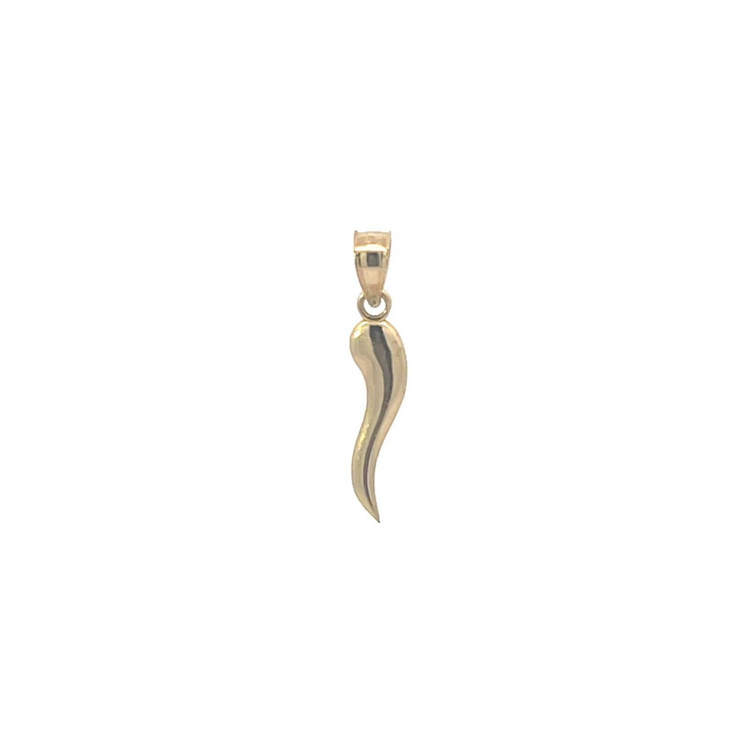 10K Italian Horn Traditional Protection Symbol Charm/Pendant Yellow Gold