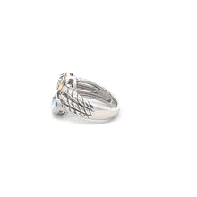 Load image into Gallery viewer, Sterling Silver 14k Gold Blue Topaz Prasiolite Diamond Ring