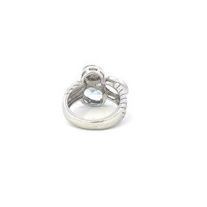 Sterling Silver 14k Gold Blue Topaz Prasiolite Diamond Ring