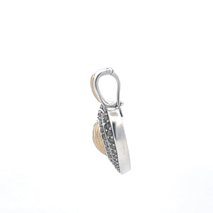 Sterling Silver 18k Gold Heart Puffy Hematite Encrusted Love Pendant