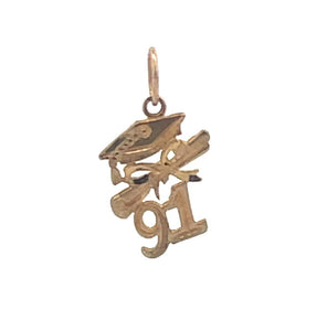 14K 91 Class of 1991 Cap Graduate Diploma Charm/Pendant Yellow Gold