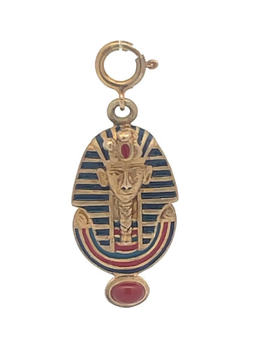 Sterling Silver Enamel Pharoah Ancient Egyptian King Charm/Pendant