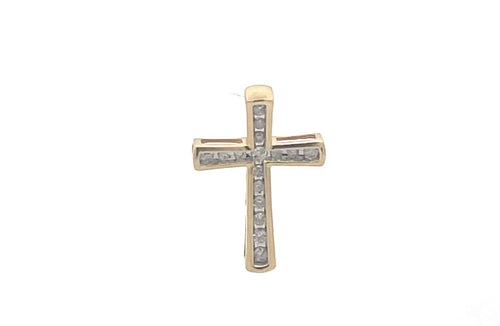 10K Diamond Cross Christian Faith Symbol Pendant Yellow Gold