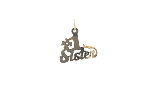 14K #1 Number One Sister Family Love Charm/Pendant Yellow Gold