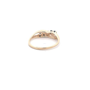 14K Sapphire Diamond Wavy Statement Band Ring Yellow Gold