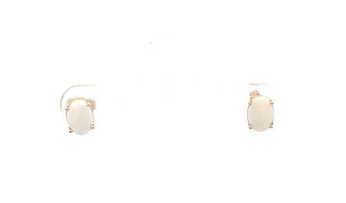 14K Oval Opal Vintage Statement Stud Earrings Yellow Gold