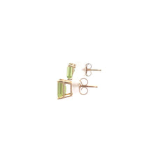 Load image into Gallery viewer, 14K Emerald Cut Peridot Vintage Classic Stud Earrings Yellow Gold