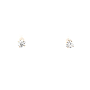 14K Round Solitaire CZ Vintage Classic Stud Earrings Yellow Gold