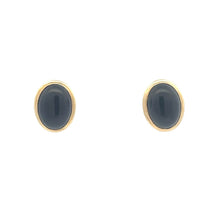 Load image into Gallery viewer, 14K Vintage Oval Black Onyx French Clip Earrings Yellow Gold