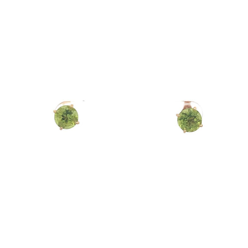 14K Round Peridot Solitaire Vintage Classic Earrings Yellow Gold