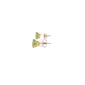 14K Round Peridot Solitaire Vintage Classic Earrings Yellow Gold