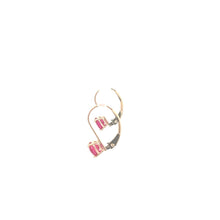 Load image into Gallery viewer, 14K Heart Synthetic Ruby Solitaire Dangle Earrings Yellow Gold