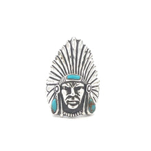 Load image into Gallery viewer, Sterling Silver Southwestern Chief Turquoise Headdress Ring