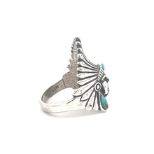 Load image into Gallery viewer, Sterling Silver Southwestern Chief Turquoise Headdress Ring