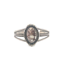 Load image into Gallery viewer, K C Song Speckled Brown White Stone Cuff Bracelet 6.5&quot; Yellow Gold