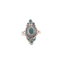 Load image into Gallery viewer, 14K Victorian Green Agate Emerald Statement Ring Yellow Gold