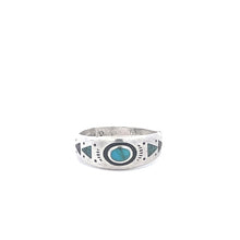 Load image into Gallery viewer, Sterling Silver Southwestern Turquoise Inlay Vintage Ring