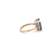 Load image into Gallery viewer, 10K Emerald Cut Syn. Sapphire Solitaire Ring Yellow Gold
